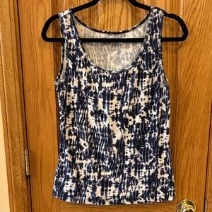 Eddie Bauer Navy and White Abstract Scoop Neck Tank